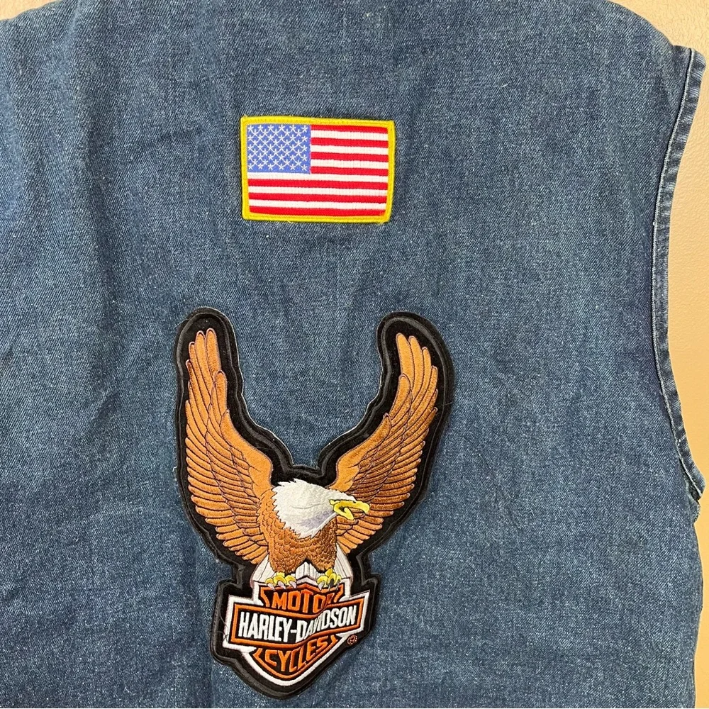 Bikers Edge Denim Motorcycle Vest with Patches Men's Large - Picture 2 of 14